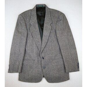 HILL & ARCHER - WOMEN'S BEIGE & BLACK HERRINGBONE BLAZER JACKET SPORT COAT - 40R